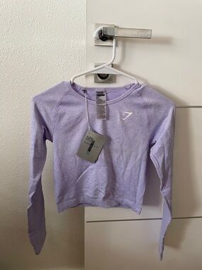 Gymshark Lavender Seamless Long-Sleeve Crop Top